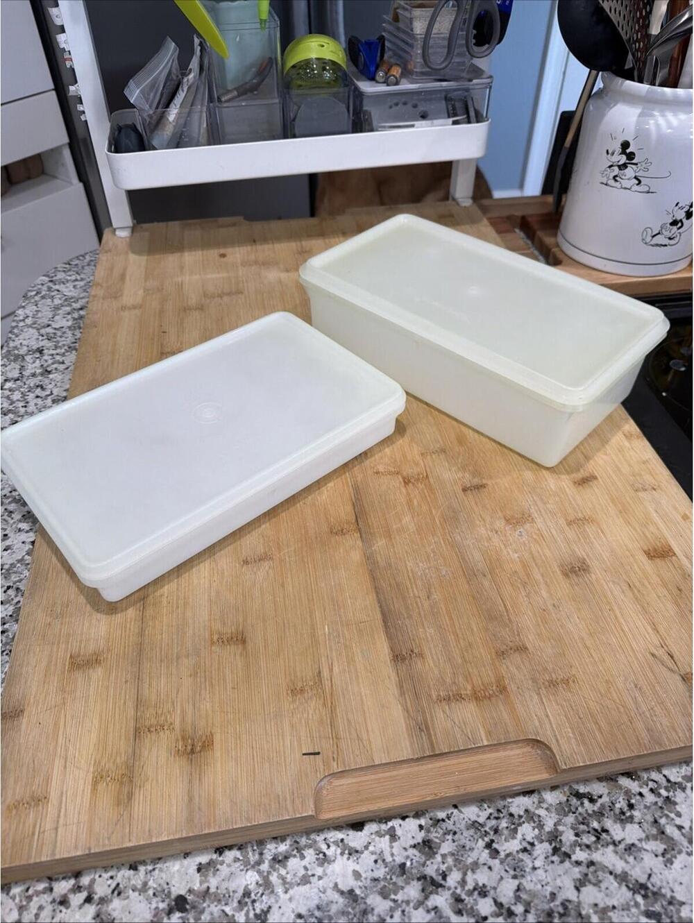 set of 2 Vintage Tupperware Rectangular Containers with Lids Made in USA *
